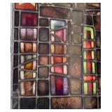 Large Antique Vintage Artisan Stained Glass Window Panel with Clown Motif