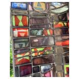 Large Antique Vintage Artisan Stained Glass Window Panel with Clown Motif