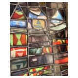 Large Antique Vintage Artisan Stained Glass Window Panel with Clown Motif