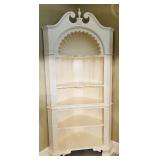 White Corner Display Cabinet with Shell Motif