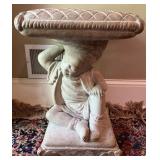 Cement Side Table with Carved Child Motif