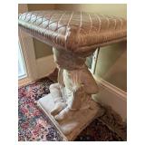 Cement Side Table with Carved Child Motif