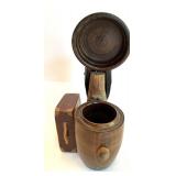 Vintage Italian Anri Carved Wooden Man Barrel Corkscrew and Cast Iron Pig Bank Set