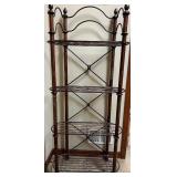 Antique Four-Tier Metal Bakers Rack with Decorative Design