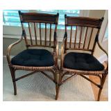 Dinec Wood Dining Table with 4 Rattan Chairs