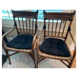 Dinec Wood Dining Table with 4 Rattan Chairs