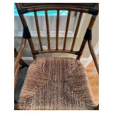 Dinec Wood Dining Table with 4 Rattan Chairs