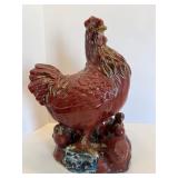 Decorative Capodimonte Rooster Figurine and Set of 4 Rooster Plates