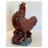 Decorative Capodimonte Rooster Figurine and Set of 4 Rooster Plates