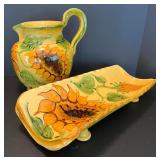 Romancing Provence Fleurs de Soleil Pottery Set - Pitcher and Tile Platter