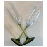 Set of 18 Green Stem Champagne Flutes