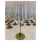 Set of 20 Green Stemmed Wine Glasses