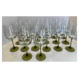 Set of 20 Green Stemmed Wine Glasses