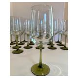 Set of 20 Green Stemmed Wine Glasses