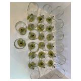 Set of 20 Green Stemmed Wine Glasses
