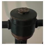 Vintage Green Metal Floor Lamp with Side Table and Leaf Motif