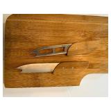 Bamboo Kitchen Collection: Plate Display Racks, Cheese Board with Knives, and Salad Utensils