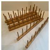 Bamboo Kitchen Collection: Plate Display Racks, Cheese Board with Knives, and Salad Utensils