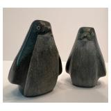 Set of 2 Carved Stone Marble Penguin Figurines