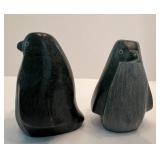 Set of 2 Carved Stone Marble Penguin Figurines