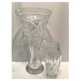 Set of 2 Cut Glass Vases with Intricate Designs including Tyrone