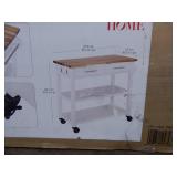 Seville Acacia Top Kitchen Cart with Drawers