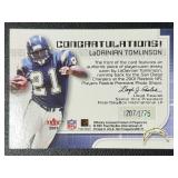 LaDanian Tomlinson RC Relic /1775 2001 Fleer Hot Prospects Rookie Premier Post Marks