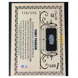 Tony Parker /299 Game Worn Relic 2011 Gold Standard #13, Numbered 116/299 Basketball Card