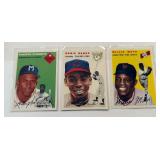 3 Archive 1954 Baseball Star Cards - Ernie Banks, Willie Mays, Roberto Clemente