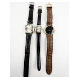 Group of 3  Silver & Gold Tone Base Metal Quartz Analog Watches.. New Battery Installed!