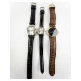 Group of 3  Silver & Gold Tone Base Metal Quartz Analog Watches.. New Battery Installed!