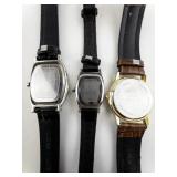 Group of 3  Silver & Gold Tone Base Metal Quartz Analog Watches.. New Battery Installed!