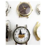Group of 6  Silver Tone Base Metal Quartz Analog watches. Need Bands.. New Battery Installed!