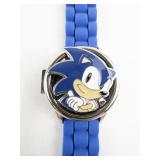 Sega Spinning Sonic The Hedgehog Blue & Silver Tone Base Metal Digital Watch. New battery