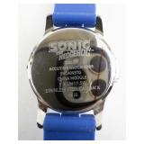 Sega Spinning Sonic The Hedgehog Blue & Silver Tone Base Metal Digital Watch. New battery