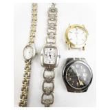 Group of 4  Timex, Sharp, Elgin, Brighton Silver & Gold Tone Base Metal Quartz Analog watches. New Batteries Installed!
