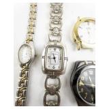 Group of 4  Timex, Sharp, Elgin, Brighton Silver & Gold Tone Base Metal Quartz Analog watches. New Batteries Installed!