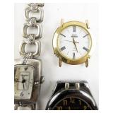 Group of 4  Timex, Sharp, Elgin, Brighton Silver & Gold Tone Base Metal Quartz Analog watches. New Batteries Installed!