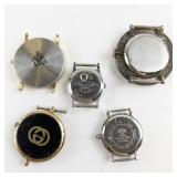 Group of 5  containing Gucci, Timex, Quintel, Peyote Bird, mixed base metal Quartz Analog watches. does not run