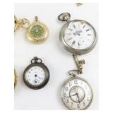 Group of 6  Gold & Silver Tone Pocket Watches & Chains.. not working