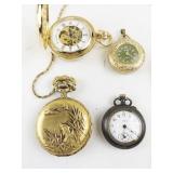 Group of 6  Gold & Silver Tone Pocket Watches & Chains.. not working