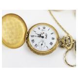 Group of 6  Gold & Silver Tone Pocket Watches & Chains.. not working