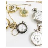 Group of 6  Gold & Silver Tone Pocket Watches & Chains.. not working