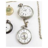Group of 6  Gold & Silver Tone Pocket Watches & Chains.. not working