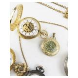 Group of 6  Gold & Silver Tone Pocket Watches & Chains.. not working