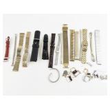 Group of 16  Various Styles of Watch Bands, Straps & Parts..