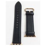 Black Leather & Rose Tone Apple Watch Strap Band.. 32mm