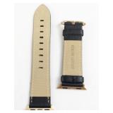 Black Leather & Rose Tone Apple Watch Strap Band.. 32mm