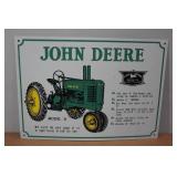 John Deere Model "A" Metal Sign