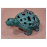 Vintage Cast Iron Turtle & Frog Candle Holders